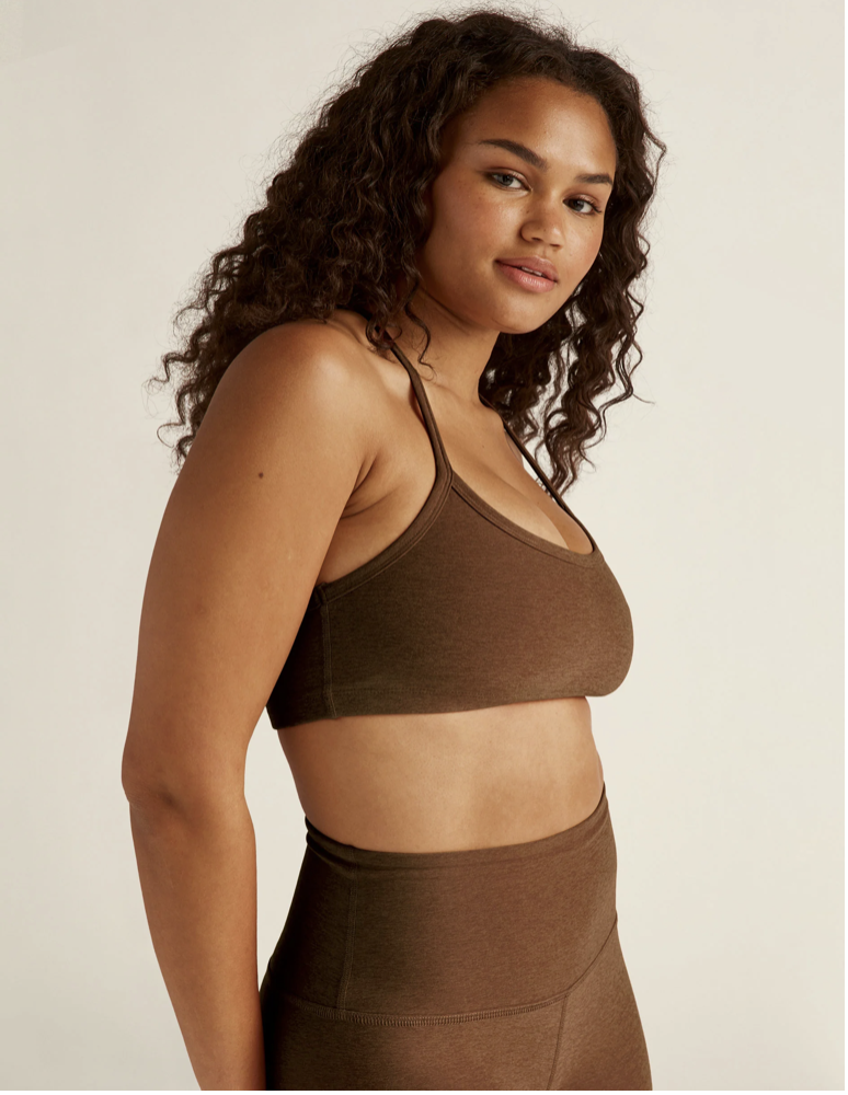 Bold Mocha Heather Beyond Yoga Spacedye Slim Racerback Bra SD8255